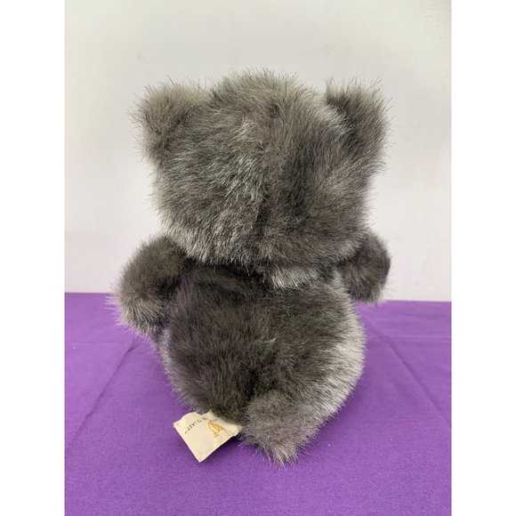 Gina 8 Inch Gray Frosted Teddy Bear Brown Plastic Eyes Leather Nose Gray Detail - Picture 6 of 11